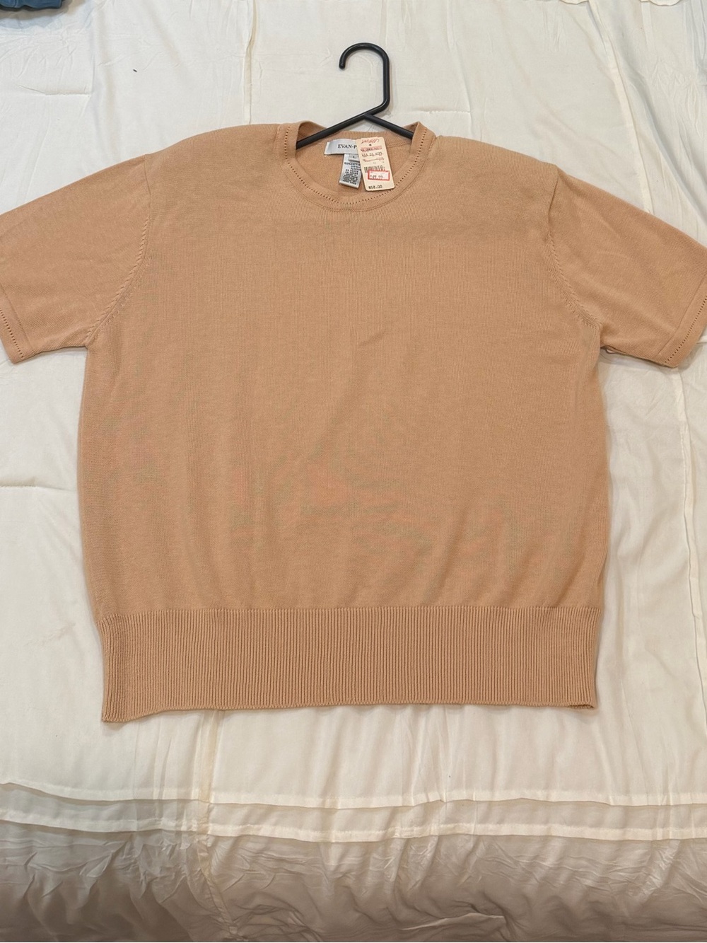Evan Picone Short-Sleeve Crewneck Sweater - Tan